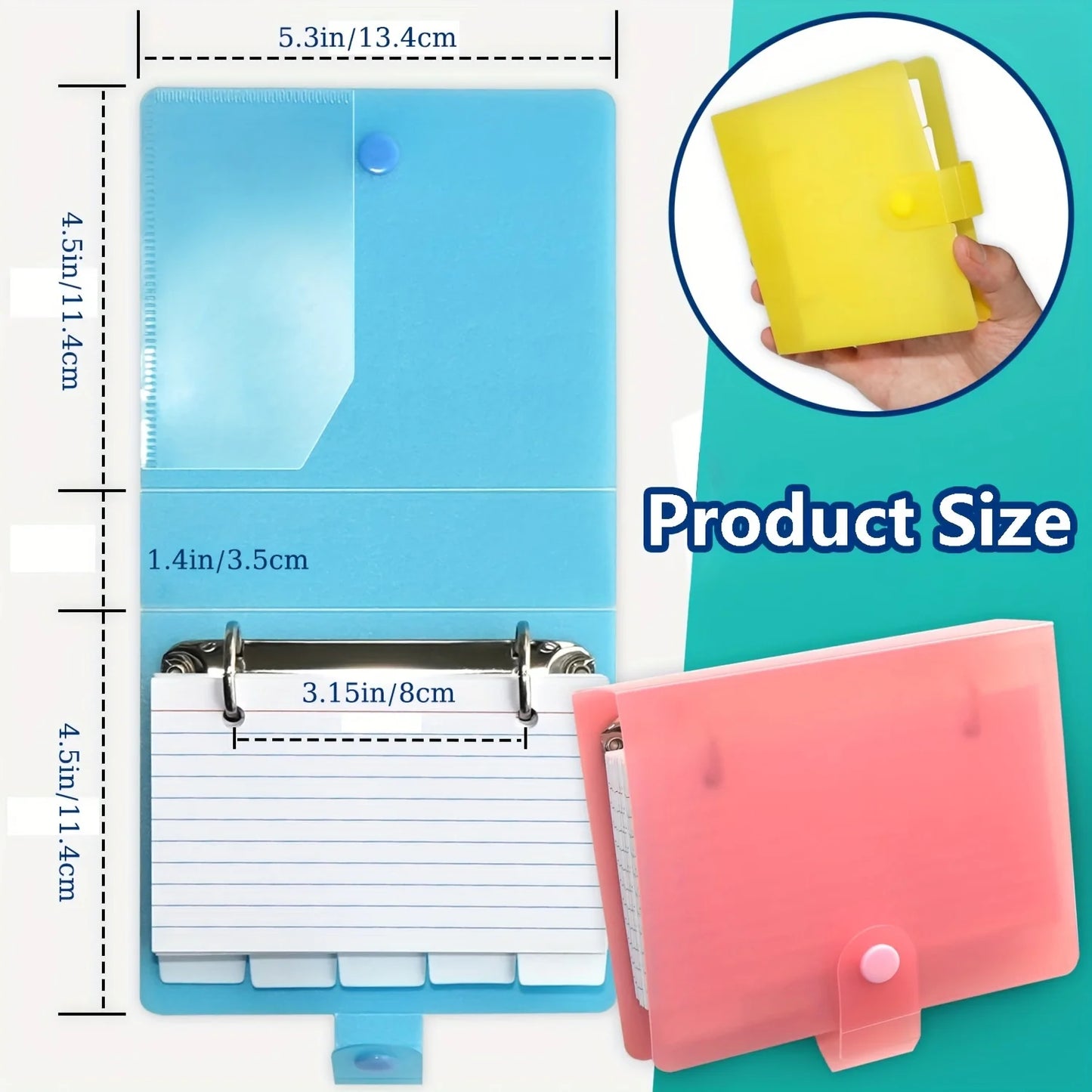 50-Page Lined Index Card Binder Set with Dividers & Flashcards