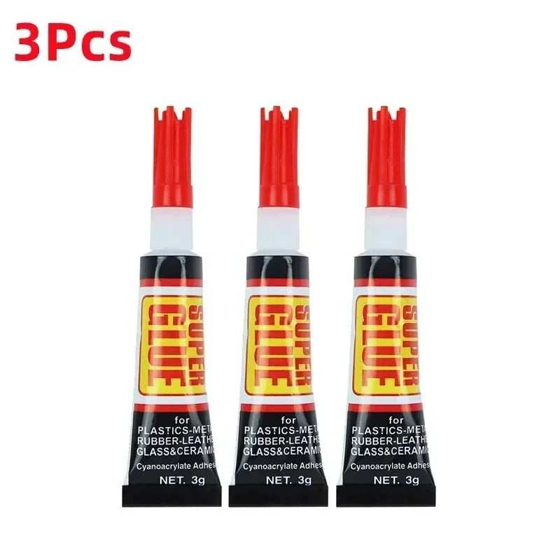 3/12 Epoxy Resin Pcs Super Glue Liquids Tube 502 Quick Repair Plastic Metal Nail Shoe Superglue Strong Adhesive Uv Sealers Peaceful Pleasures Health and Wellness New Red lid 3Pcs