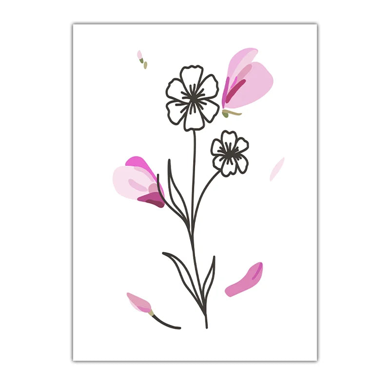 Botanical Floral Wall Art, Minimalist Flower Art Canvas Painting, Nordic Poster Prints for Living Room Bedroom Decor Peaceful Pleasures Health and Wellness 04 21X30cm No Frame China Mainland