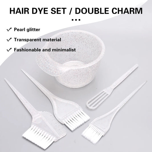 5Pcs/Set Salon Hair Color Brushes Bowl Combo Dye Tint Premium Hairdressing Hair Dye Kit Hair Color Applicator Tools Peaceful Pleasures Health and Wellness