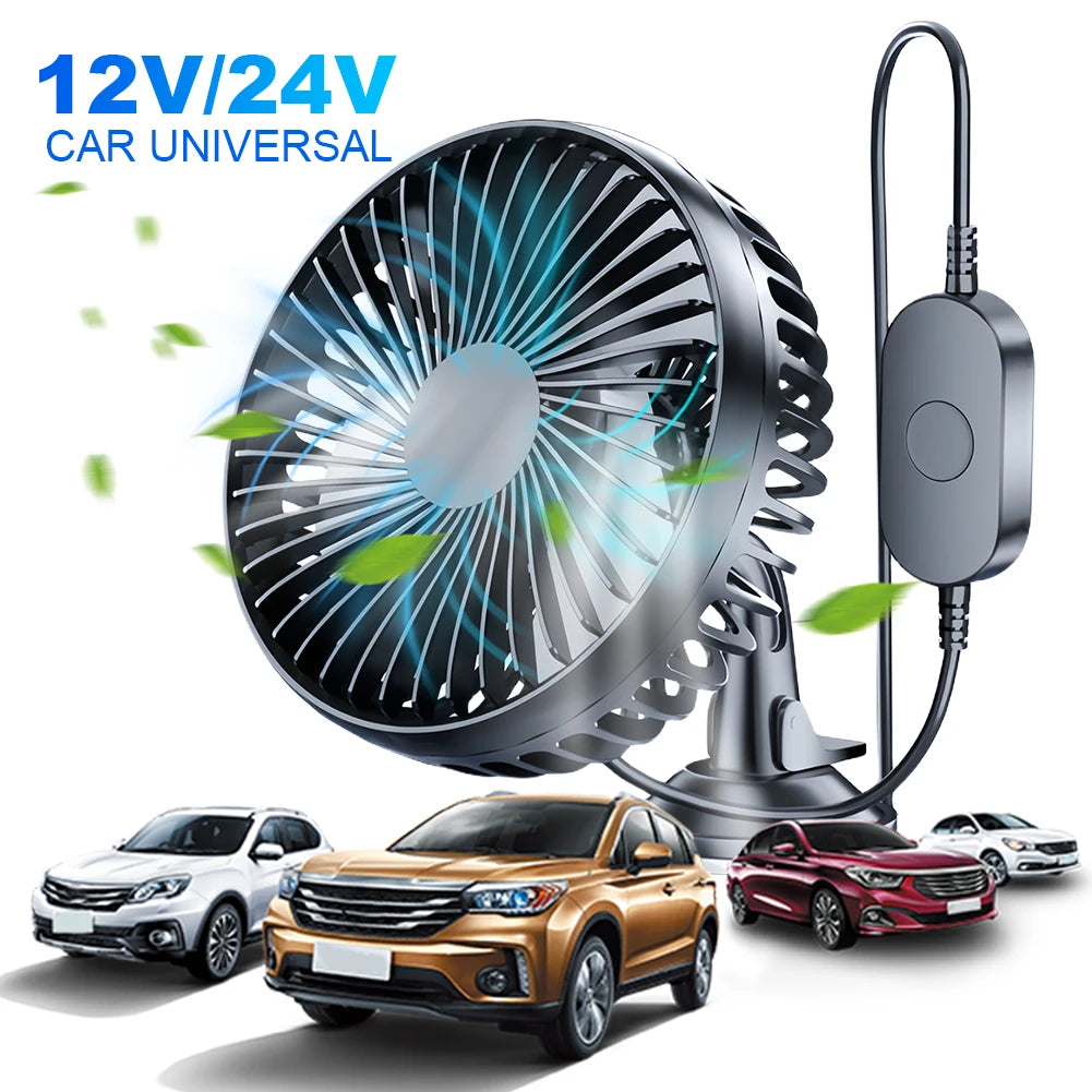 USB Car Fan 12V/24V 360° Suction Cup Mini Cooling Fan Peaceful Pleasures Health and Wellness