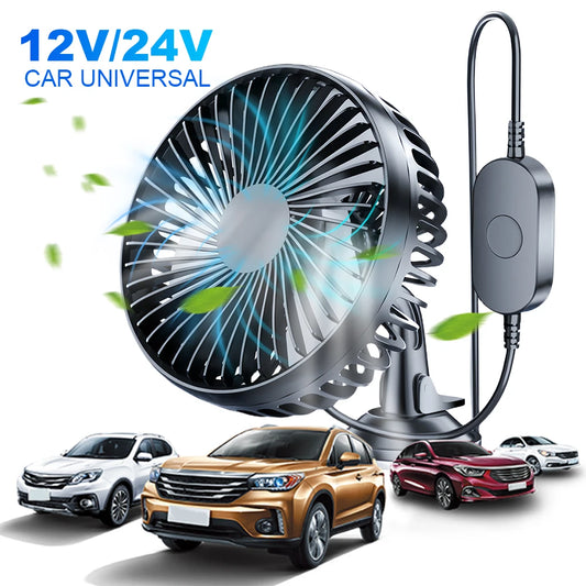 USB Car Cooling Fan 12V/24V 360° Suction Cup for Car Truck SUV RV Peaceful Pleasures Health and Wellness United States