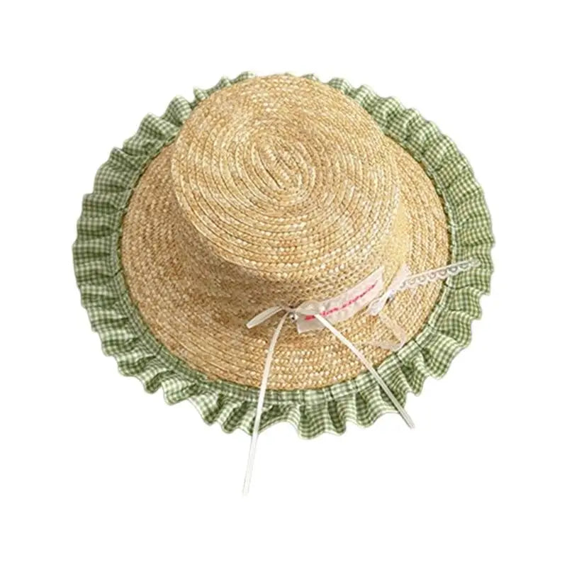 Kids Wide Brim Straw Sun Hat | Bowknot | Adjustable Summer