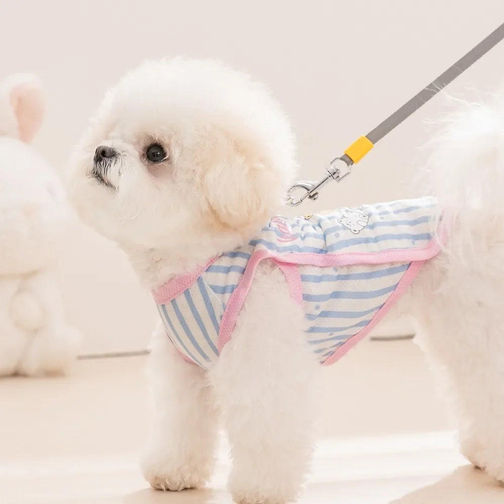 Striped Mesh Dog Cooling Vest | Ice Silk Bear Pattern T-Shirt