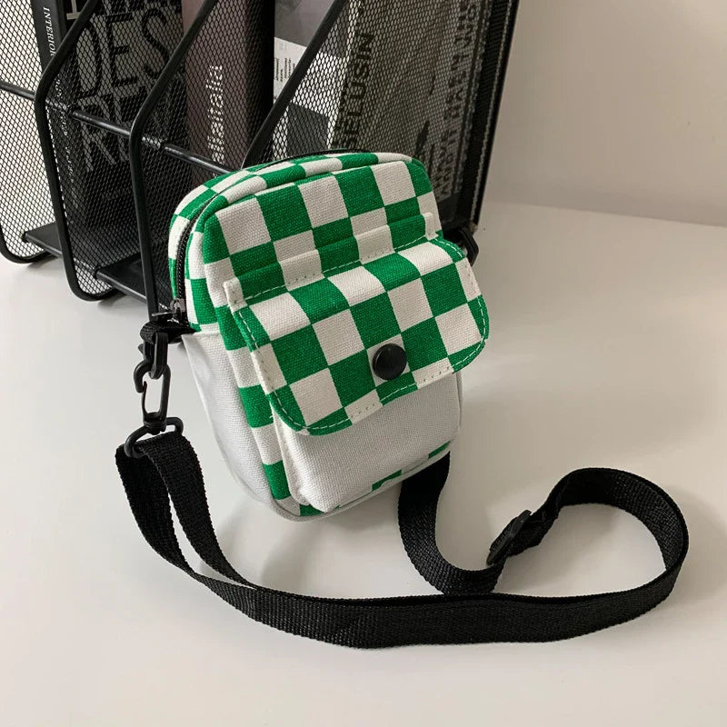 Men's Mini Canvas Crossbody Messenger Bag – Checkered Travel Bag