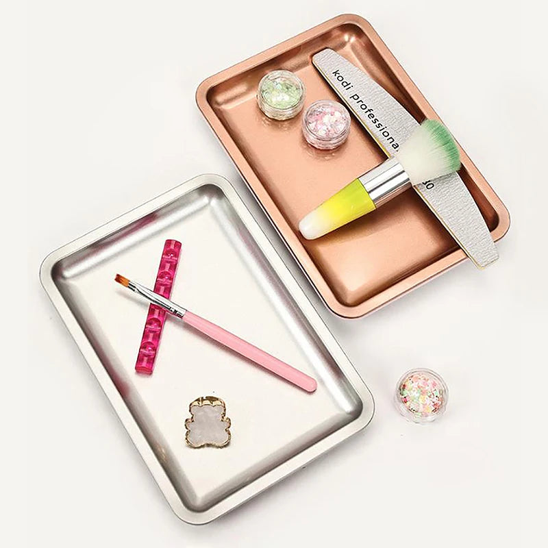 Stainless Steel Cosmetic Storage Tray Jewelry Tray Plate Doctor Surgical Tray Desktop Storage Tool Metal Fack Nail Art Tray Peaceful Pleasures Health and Wellness