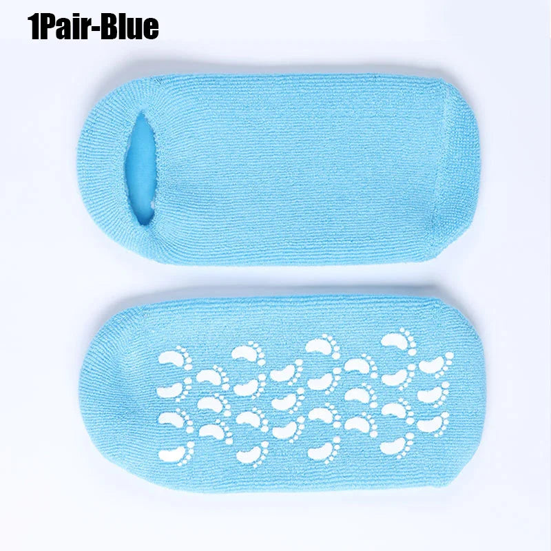 One Pair Gel Sock Socks For Softening Dry Cracked Rough Feet Skins Washable And Reusable Reduce Cracked Skin Socks Peaceful Pleasures Health and Wellness Blue