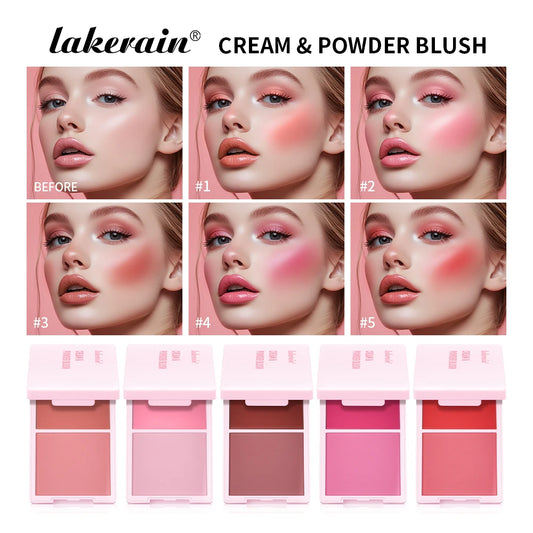 2in1 Cream & Powder Blush Matte Dewy Rosy Blush Makeup Pan Long-lasting Wearing High Pigment Natural Matte Blush Palette Peaceful Pleasures Health and Wellness