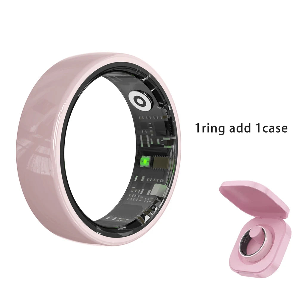 R12 Smart Ring with Charging Case Women Men Gesture Control Heart Rate Sleep Monitor SmartRing 5ATM Waterproof For Android IOS Peaceful Pleasures Health and Wellness Pink with case 9
