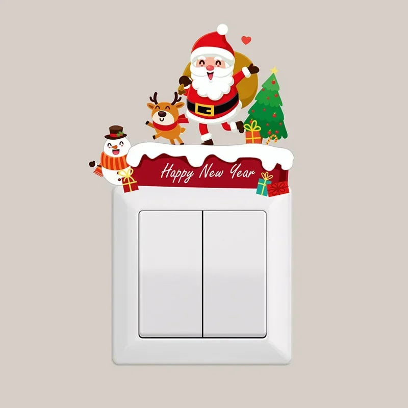 Christmas Wall Switch Stickers – Removable Festive PVC Decals