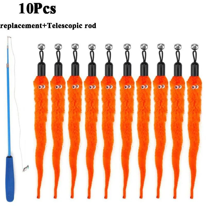 Plush Worm Cat Toy Replacement Heads | Cat Wand Accessories