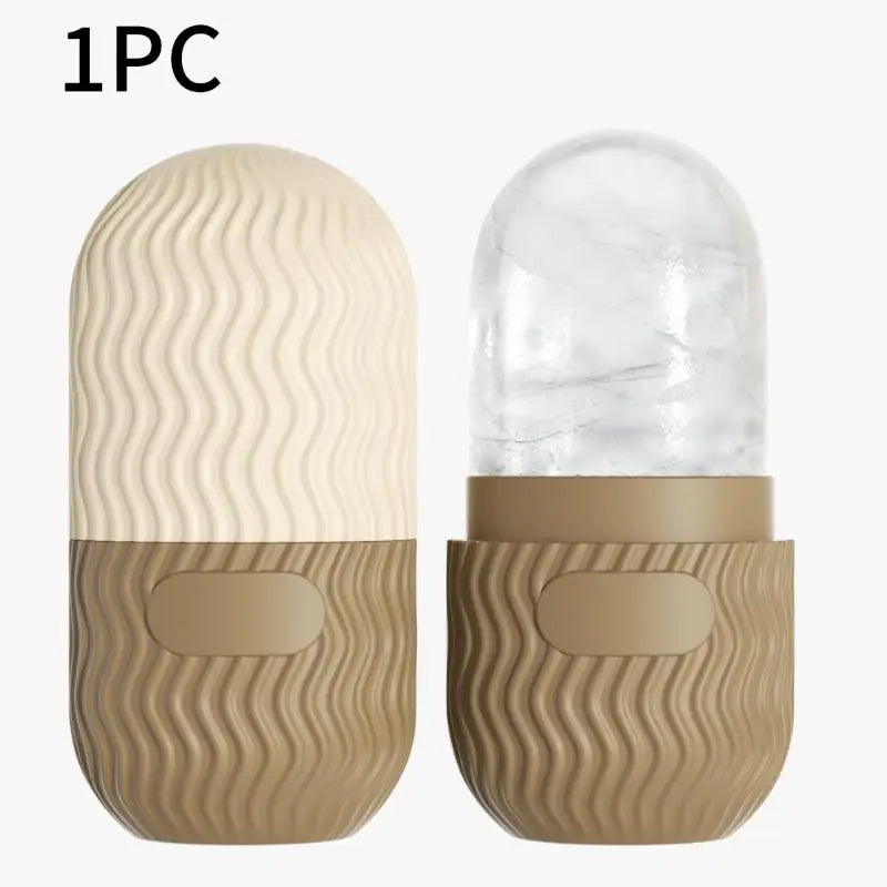 Silicone Cube Tray Shape Face Facial Ice Roller Massage Face Massage Roller Facial Reusable Ice Face Roller Skincare Tool Peaceful Pleasures Health and Wellness Brown 2