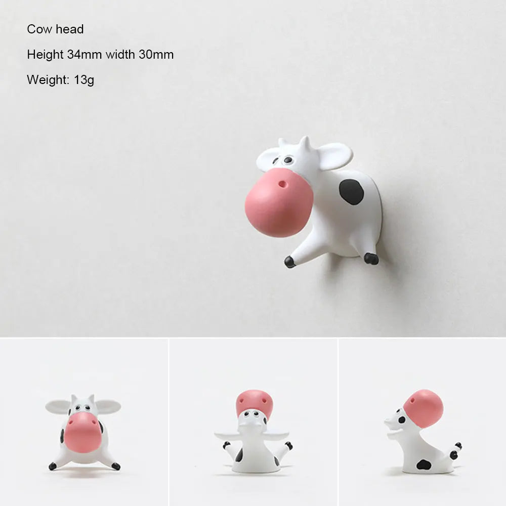 Cow Refrigerator Stickers Lying On Their Stomachs Cartoon Cute 3D Three-Dimensional Resin Magnets Creative Art Design Kitchen Peaceful Pleasures Health and Wellness style 1 China Mainland