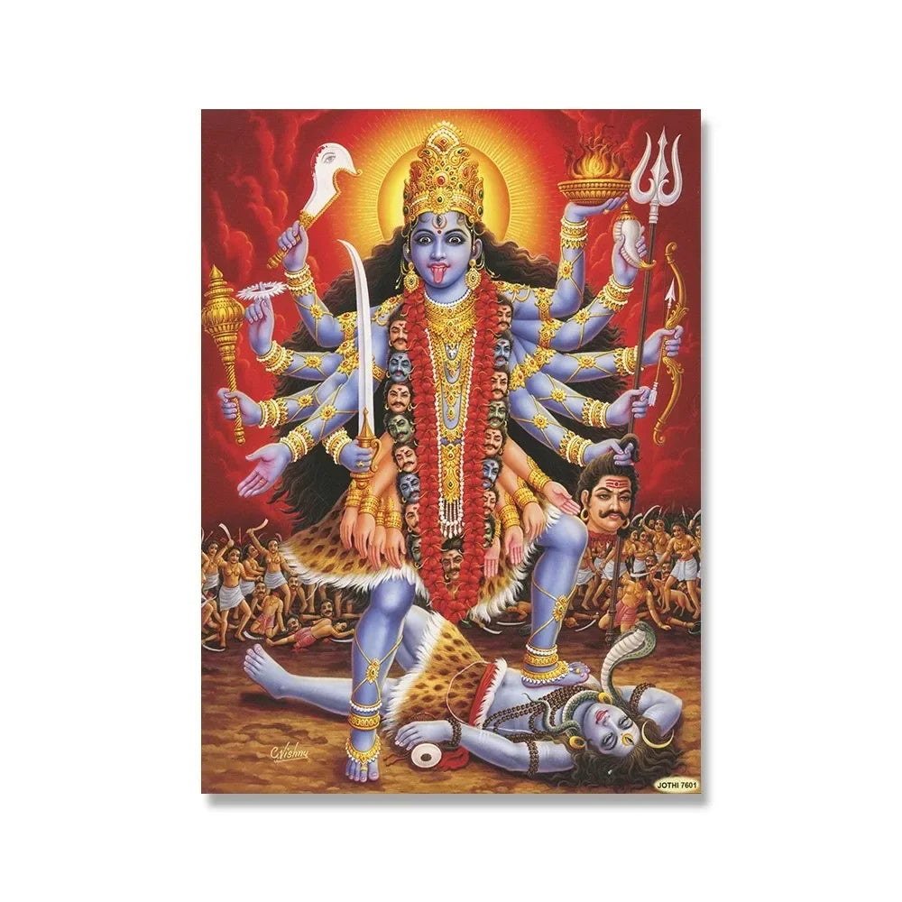 Shiva Parvati Poster Hinduism Religious Art Ganesha Canvas Painting Vishnu Printed Wall Picture Living Room Home Decoration Peaceful Pleasures Health and Wellness J 30x40cm