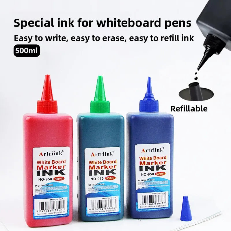 1pc Whiteboard pen ink 500ML replenishment liquid water-based large capacity erasable environmentally friendly filling liquid Peaceful Pleasures Health and Wellness