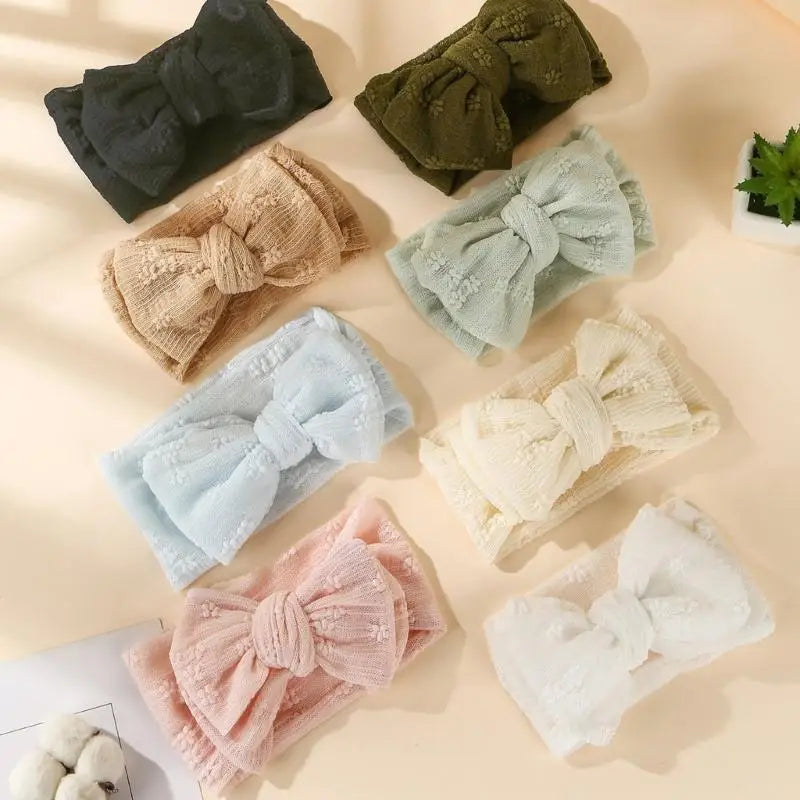 Baby Girl Lace Mesh Headband Bowknot | Soft Newborn Hair Wrap