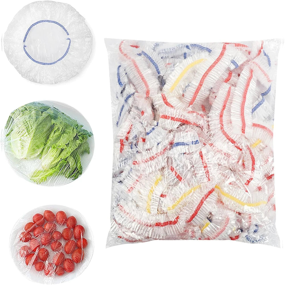 Elastic Stretch Bowl Covers & Food Covers – Reusable Plastic Wrap for Dishes (100, 200 or 300 Pack)