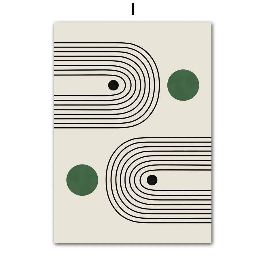 Scandinavian Bauhaus Green Color Block Canvas Wall Art Print