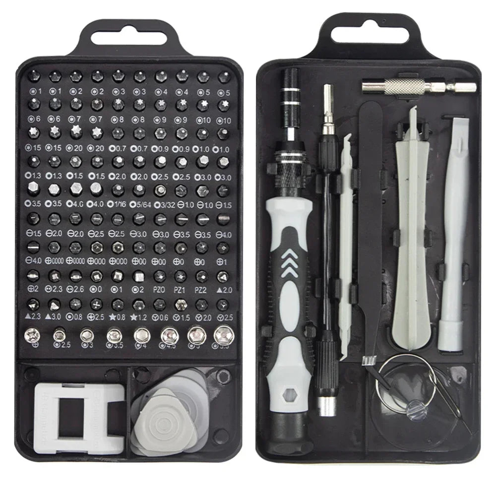 115-in-1 Precision Screwdriver Set | Magnetic Repair Tool Kit Precision Screwdriver Set Peaceful Pleasures Health and Wellness 115 in 1 grey