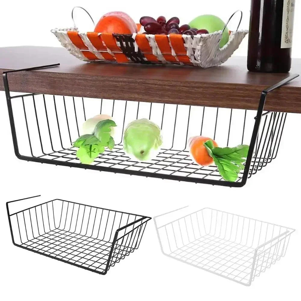 Iron Hanging Wire Mesh Basket – Cabinet & Shelf Organizer