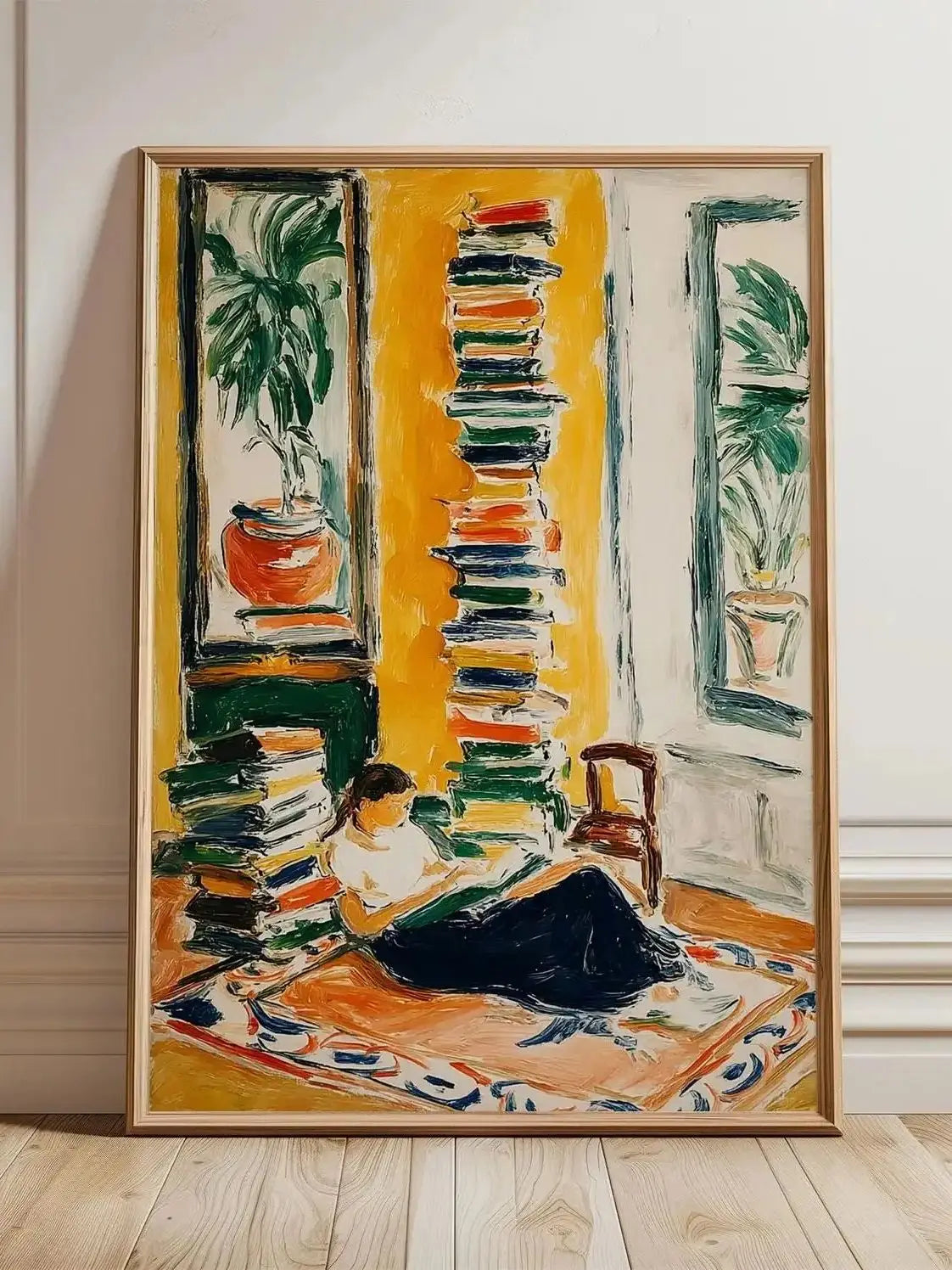 Woman Reading by Window Canvas Wall Art | Book Lover Decor