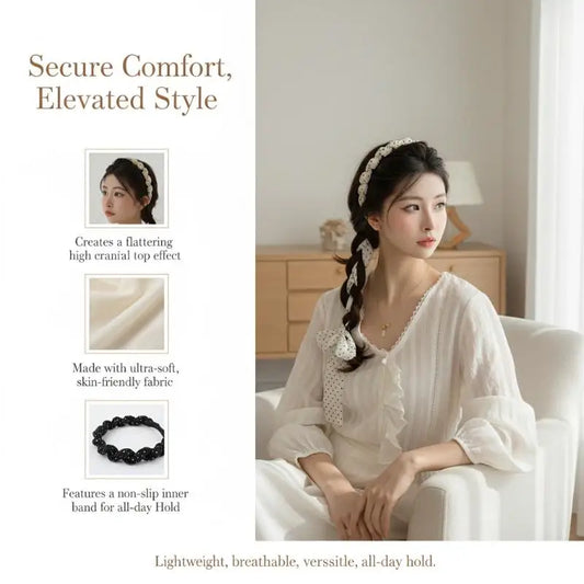 Polka Dot Bow Braided Headband – Non-Slip Chiffon for Women Braided Hair Headband Peaceful Pleasures Health and Wellness