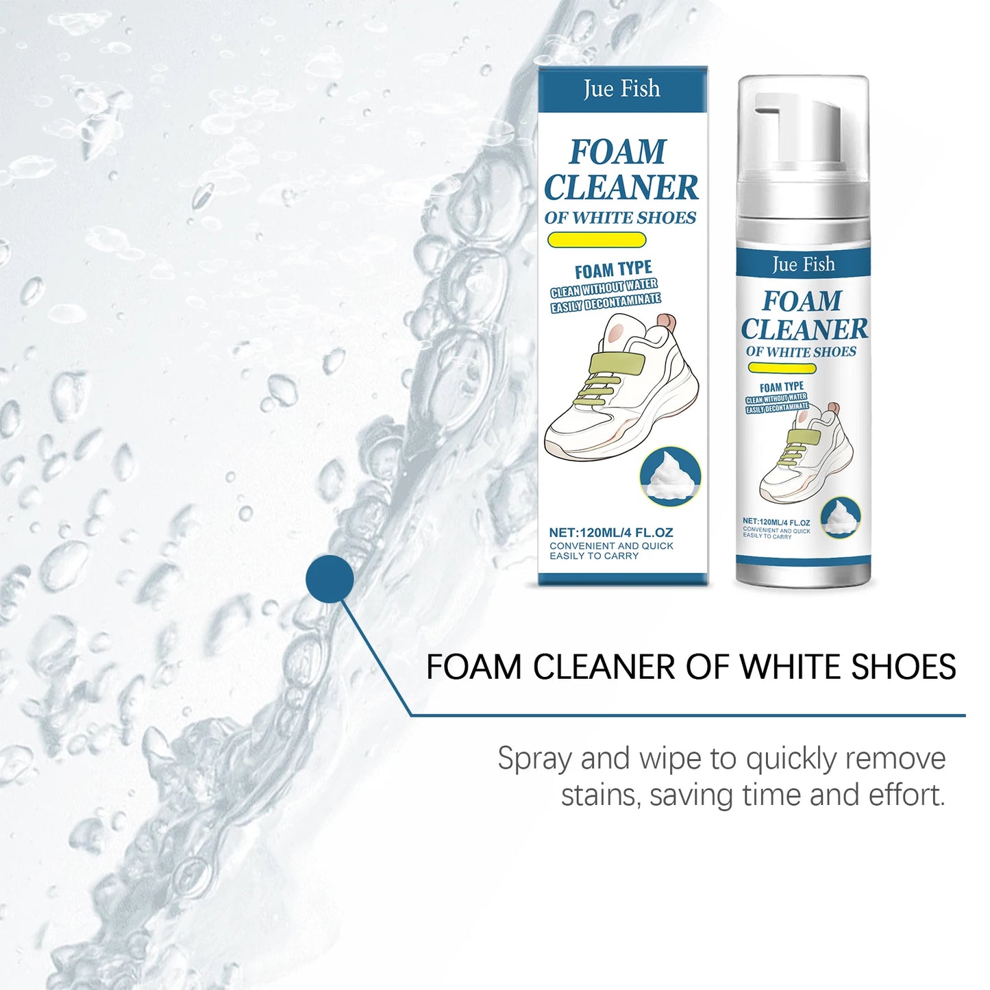 Jue-Fish 120ml Sneaker Foam Cleaner | Remove Stains & Yellow