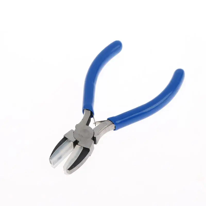 Non-slip PVC Handle Flat Nose Pliers Double Nylon Jaw Pliers Jewelry Plier Wire Straightentener Craft DIY Jewelry Making Peaceful Pleasures Health and Wellness Blue A