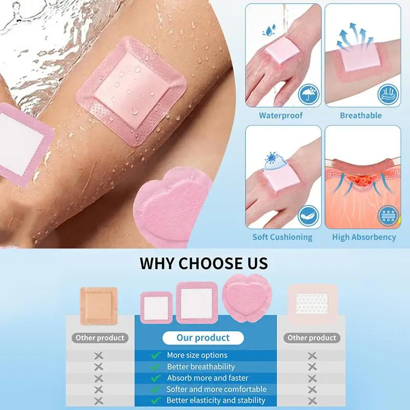 Waterproof Wound Dressing Bandage For Wound Care Absorbent Foam Pad Band-aid Silicone Polyurethane Foam Dressing Peaceful Pleasures Health and Wellness