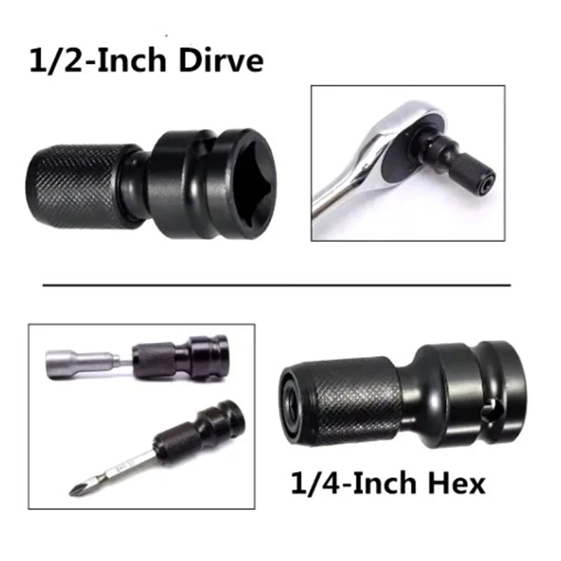1/2 Square Handle 1/4 Hex Handle Electric Wrench Conversion Head Extension Spring Cover Wrench Conversion Head Piece Set 1/2 Sq Peaceful Pleasures Health and Wellness