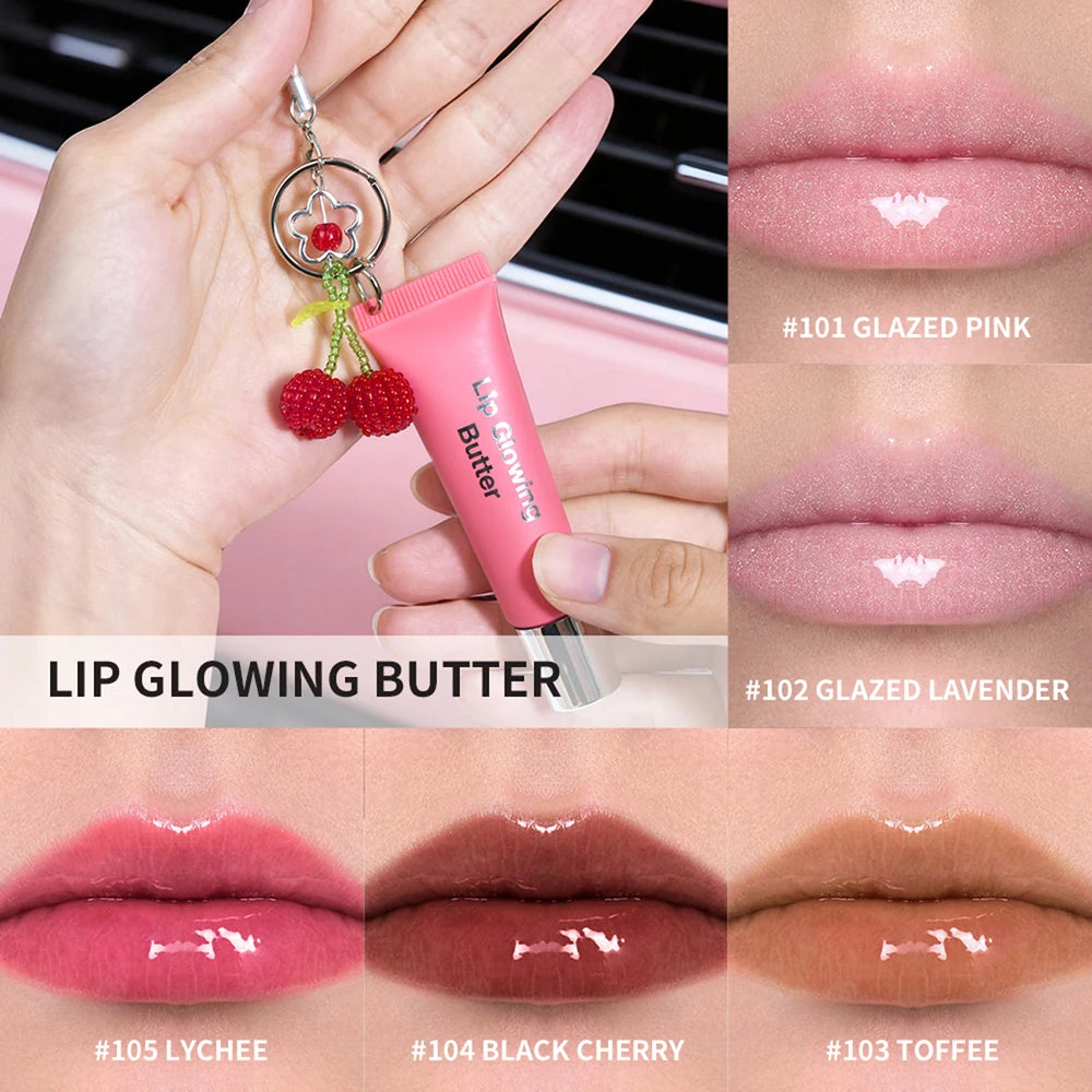 2-in-1 Moisturizing Lip Gloss Keychain | Glowing Butter Lipstick Lip Gloss Keychain Peaceful Pleasures Health and Wellness