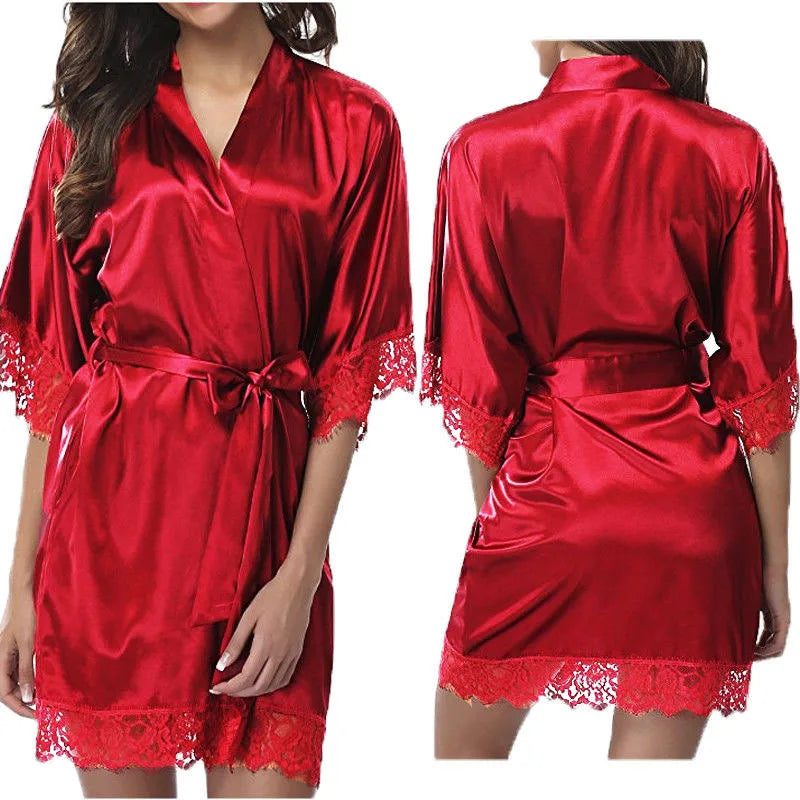 Women's Plus-Size Ice Silk Robe & Lingerie Set | Nightgown