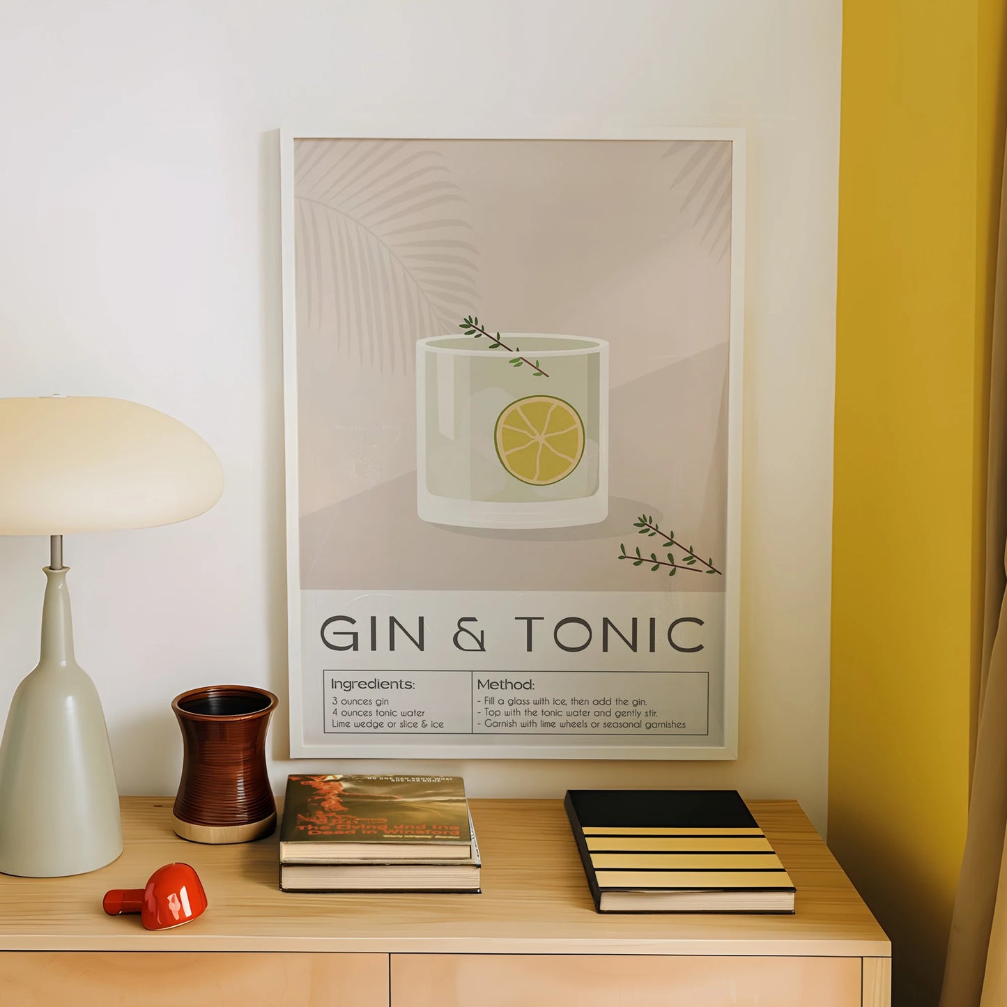 Gin & Tonic Cocktail Canvas Wall Art Print | Bar Decor