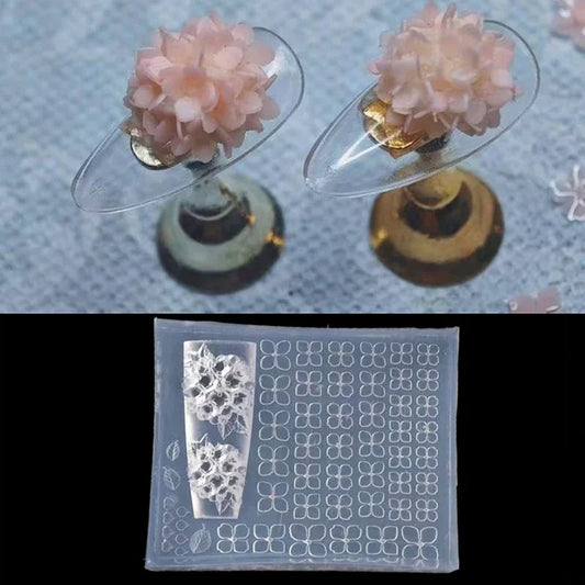 Hydrangea 3D Nail Art Carving Mold Silicone Petal Soft Stamping Plates High Transparency DIY Design Manicure Decor Tools Peaceful Pleasures Health and Wellness