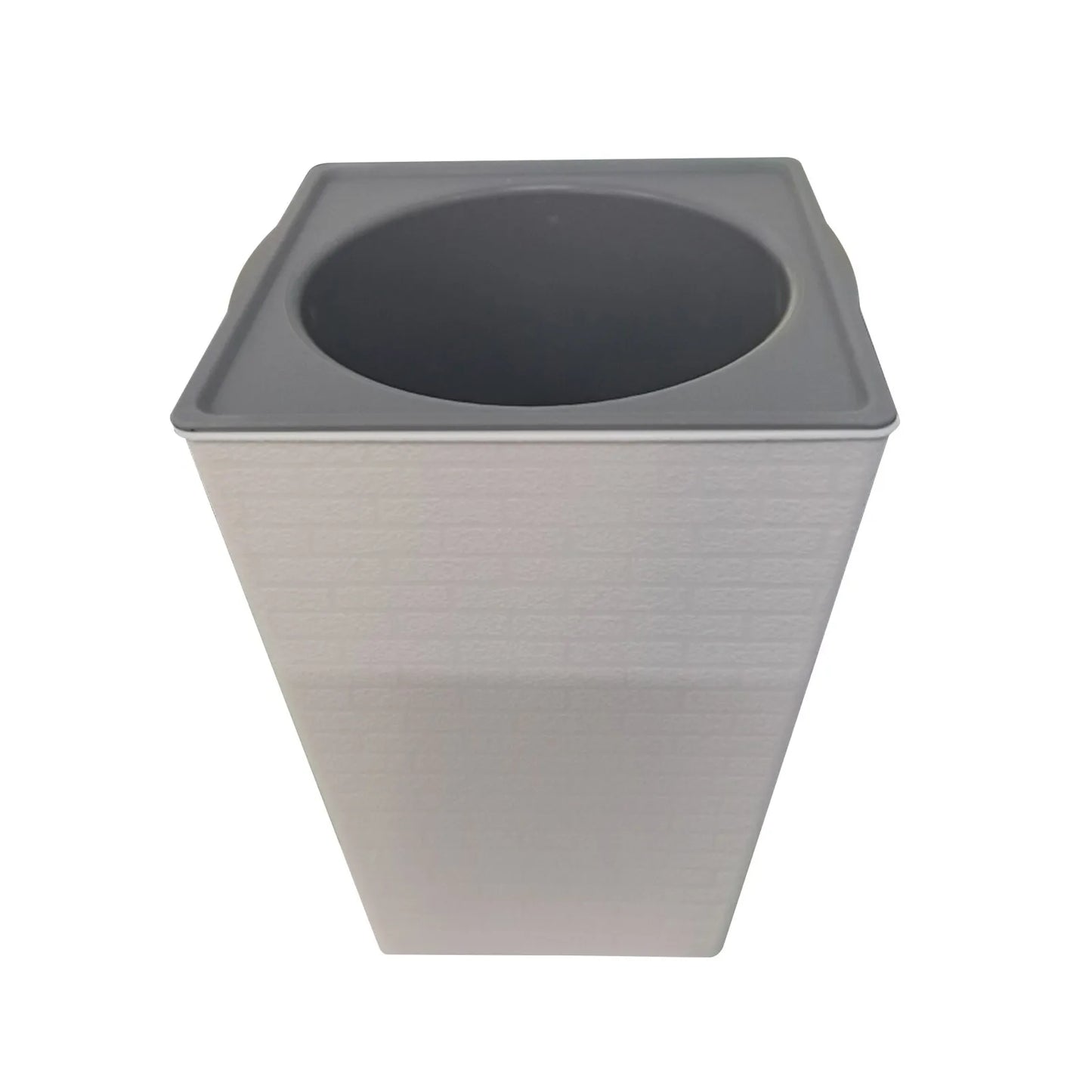 Large Flowerpot Imitation Metal Plastic Tall Planter Garden Accessories Brick Pattern Square Flower Pots With Inlet Watering Peaceful Pleasures Health and Wellness White One Size