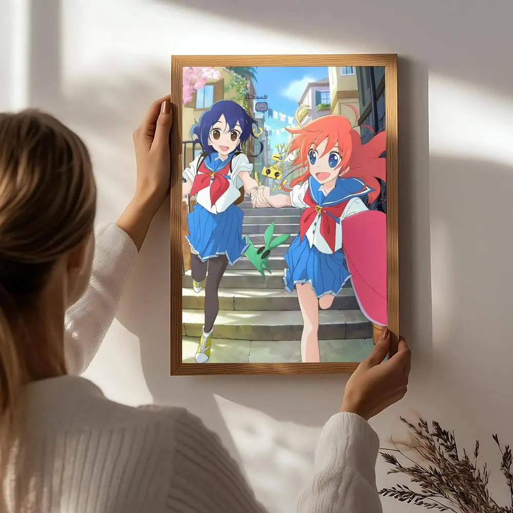 Anime F-Flip Flappers Poster HD Self Adhesive Waterproof Wall Art Ideal for Home Office Dorm Bedroom Great Gift Peaceful Pleasures Health and Wellness White8 40X50cmNoframe