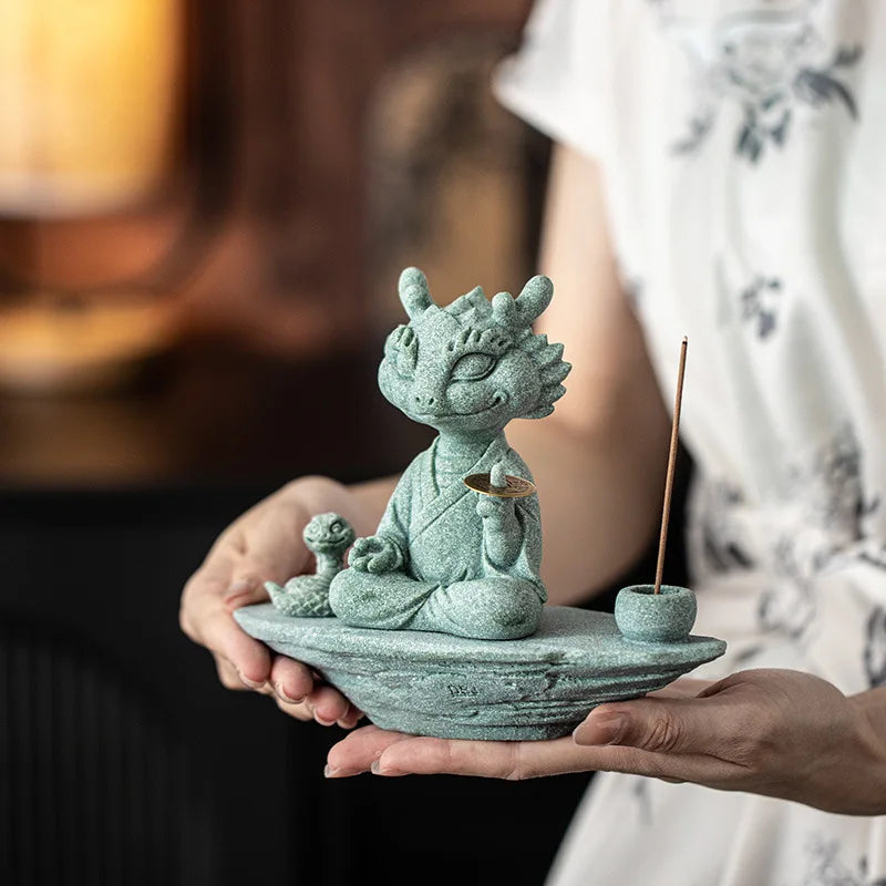 Alabaster Dragon-Snake Tea Pet & Incense Base | Feng Shui Decor Feng Shui Figurine Peaceful Pleasures Health and Wellness