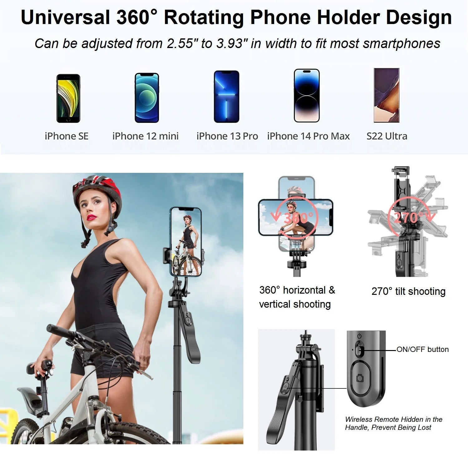 Selfie Stick Tripod Stand with Remote 60" Extendable Travel Phone Tripod for iPhone Android Camera 360° Rotation Video Recording Peaceful Pleasures Health and Wellness