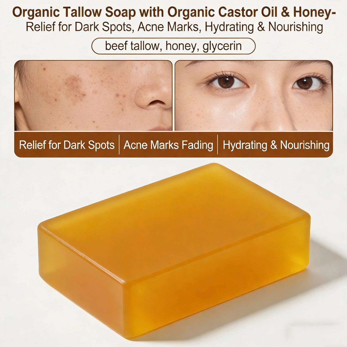 Natural Beef Tallow & Honey Soap Bar – Moisturizing Bath Soap