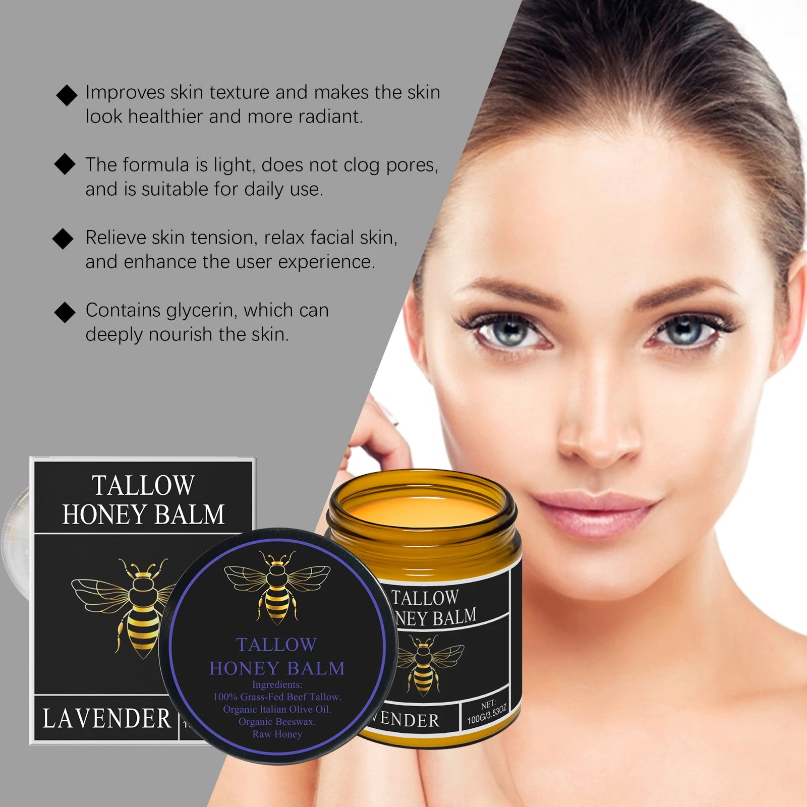 Beef Tallow Honey Cream – Hydrating & Firming Skin Balm Peaceful Pleasures Health and Wellness