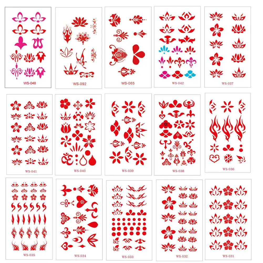 Chinese Ancient Style Forehead Temporary Tattoo Stickers | 15 Designs