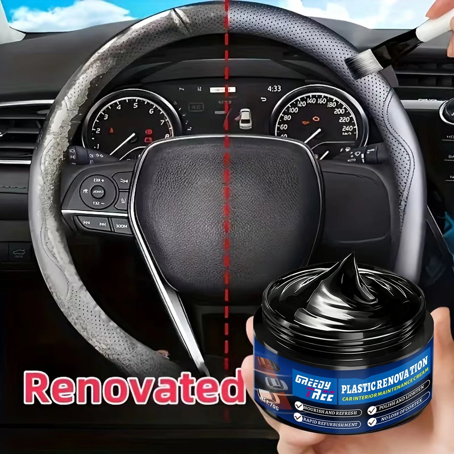 Black Gloss Plastic Polish Paste – Car Interior & Steering Wheel