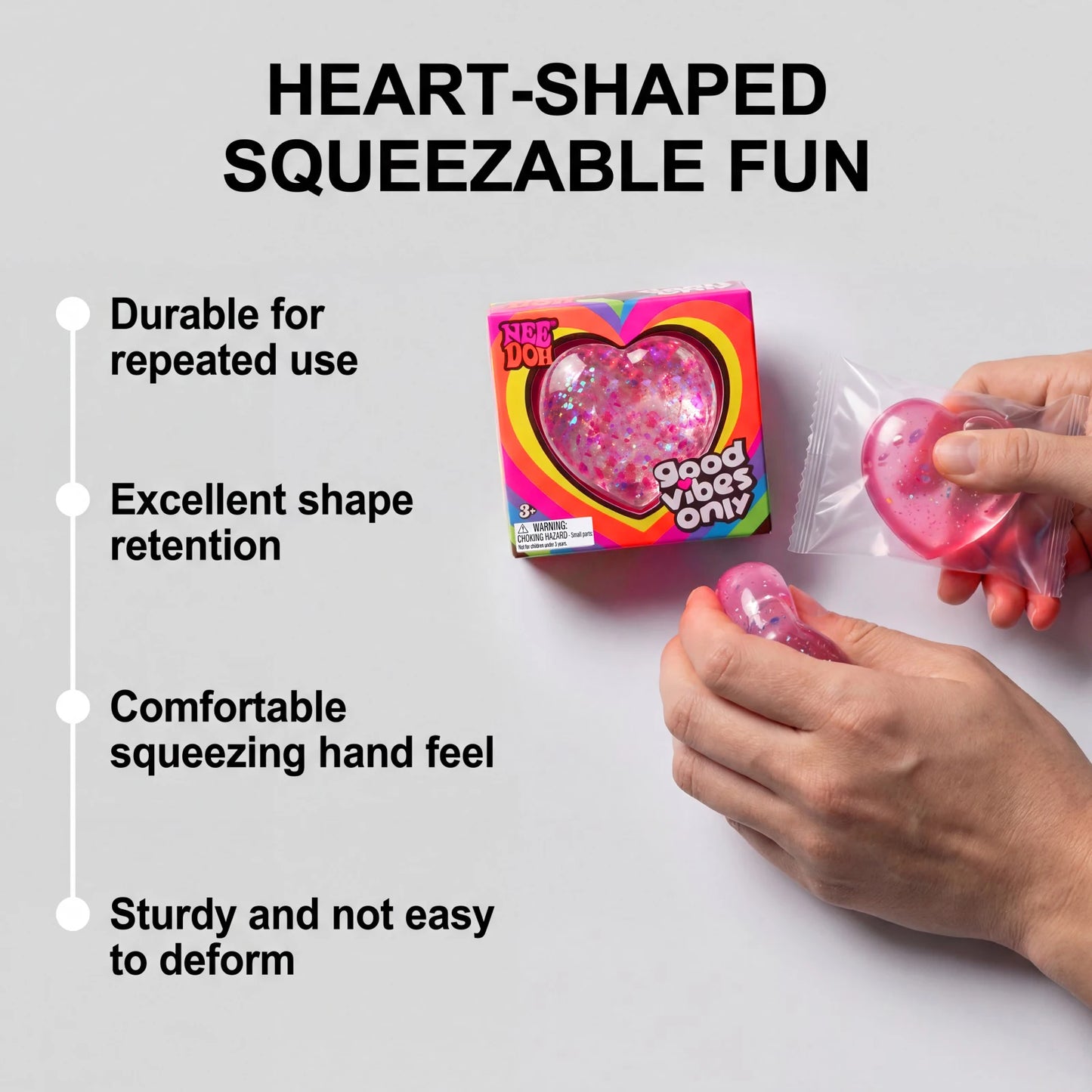 Heart Squishy Fidget Toy – Soft TPR Sensory Squeeze Ball Gift