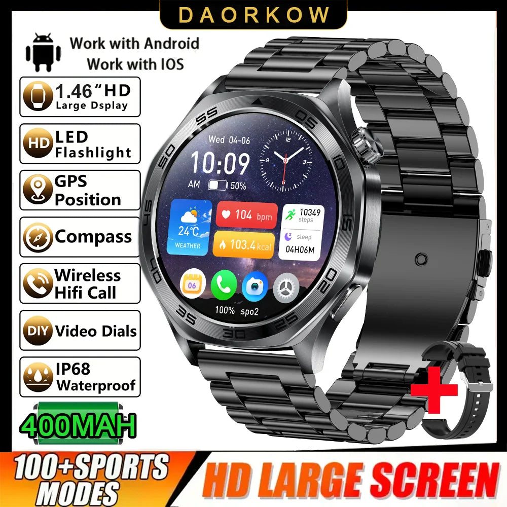 DAORKOW Smartwatch 1.46" IPS IPX8 | 100+ Activity Modes