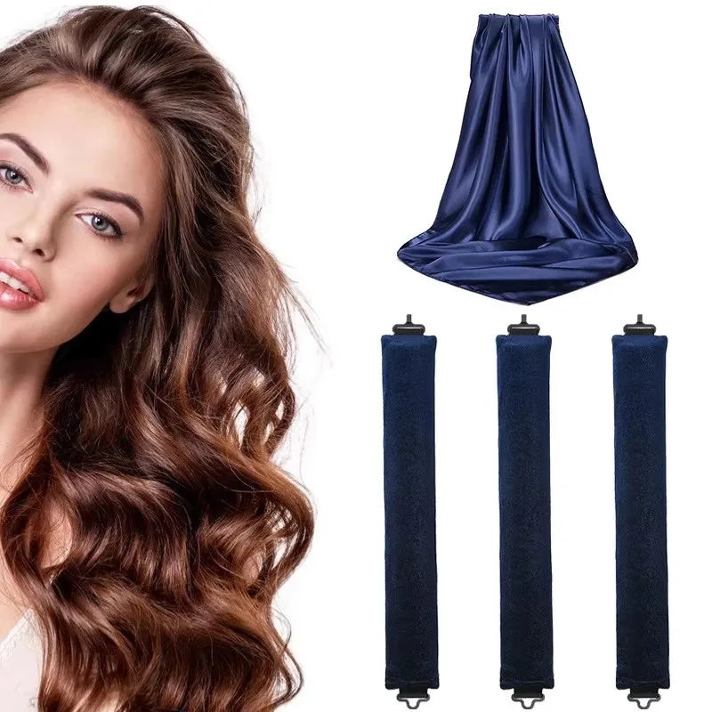 Heatless Hair Curler 27cm Sleep-friendly Heatless Curling Wand 3.5 Diameter Large Wave Curling Wand Peaceful Pleasures Health and Wellness navy
