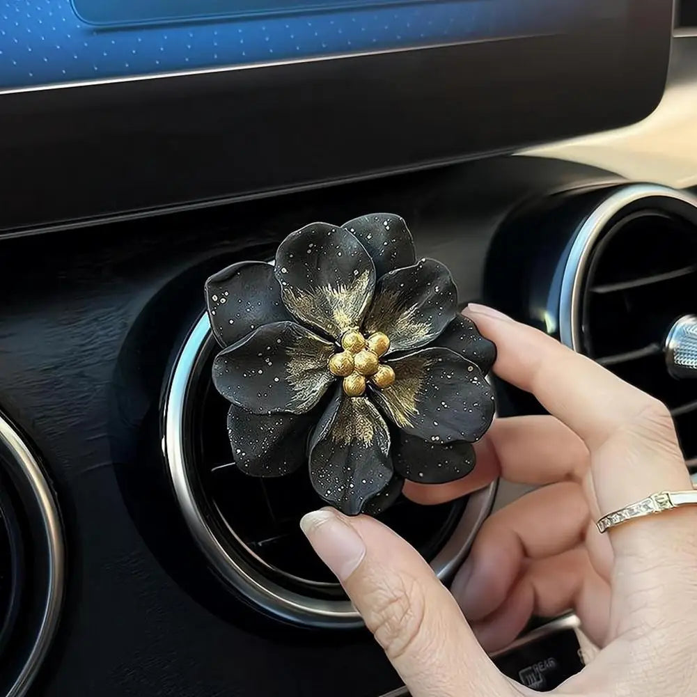 Car Interior Decor Ornament Luxury Elegant Black Gold Butterfly Camellia Air Vent Diffuser Stone Unique Aromatherapy Peaceful Pleasures Health and Wellness