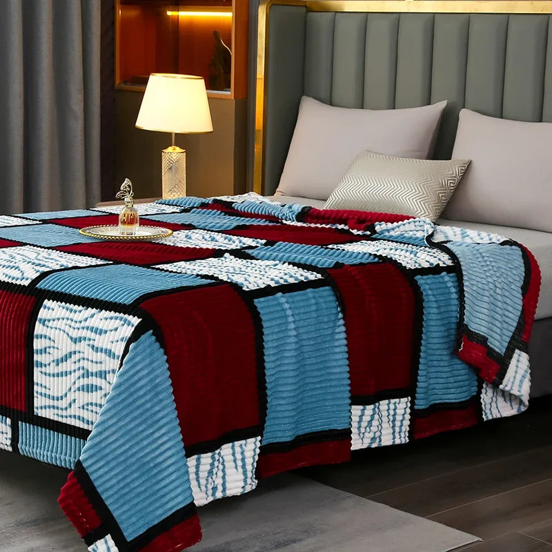Plaid Fleece Bed Blankets Queen King Soft Lightweight Plush Fuzzy Blanket Lightweight Blanket for Travel Camping Bedspreads Peaceful Pleasures Health and Wellness
