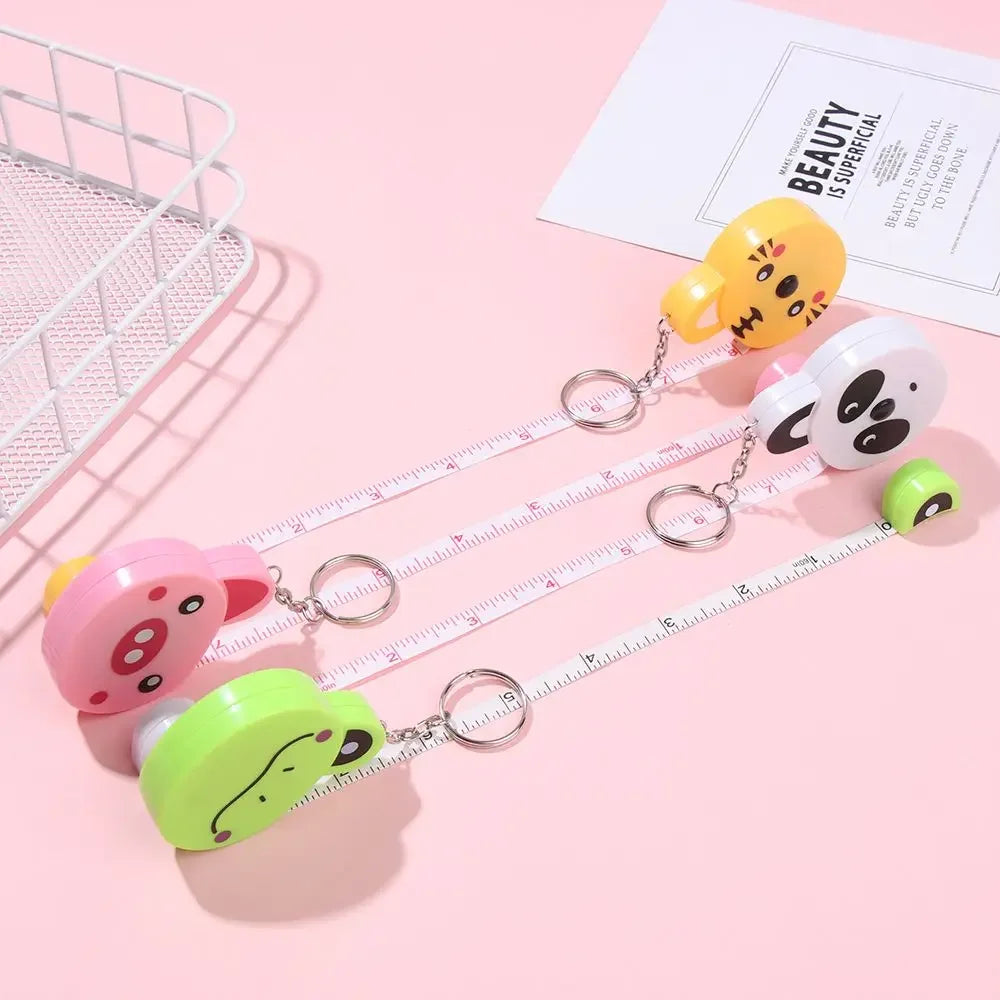 Cartoon Animal Tape Measure with Keychain – 1.5M Retractable