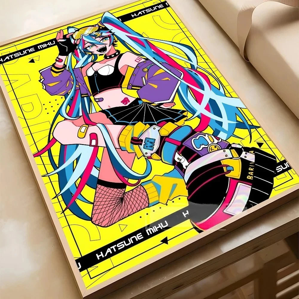 Virtual Idol H-Hatsunes MikU Poster Poster Paper Print Home Living Room Bedroom Entrance Bar Cafe Art Painting Decoration Peaceful Pleasures Health and Wellness 8-1PC 20x30cm