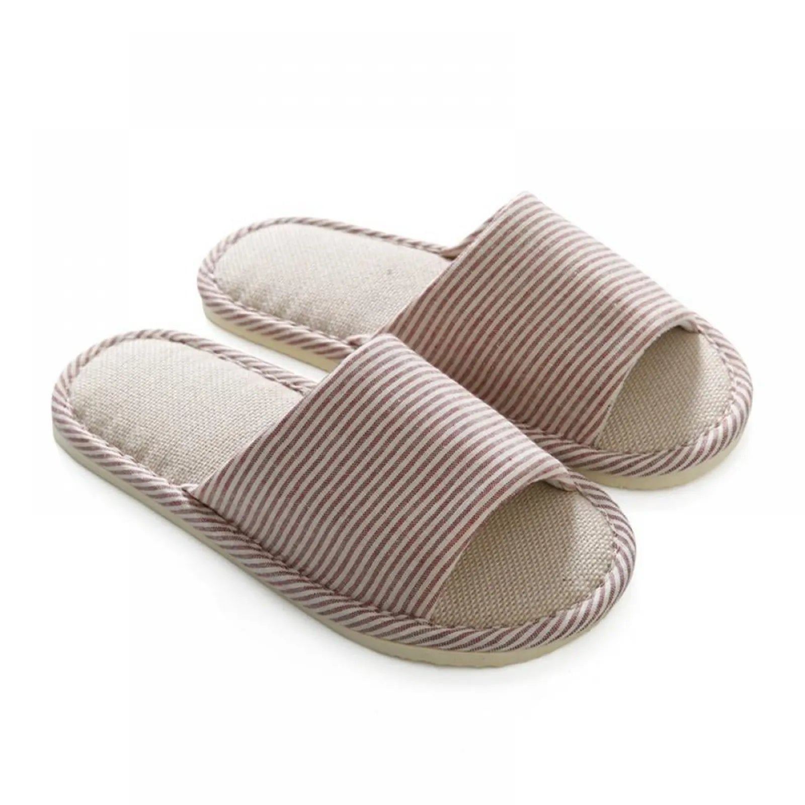 Linen Slippers Indoor Home Breathable Women Men Slides Linen Couples Anti-slip Shoes Beach Sandals Shoes Comfortable Flats Peaceful Pleasures Health and Wellness